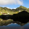 Sunrise at Balea lake in Fagaras mountains