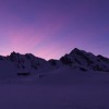 Winter sunset at Balea lake in Fagaras mountains