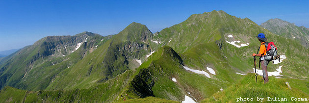 Hiker on Fagaras ridge