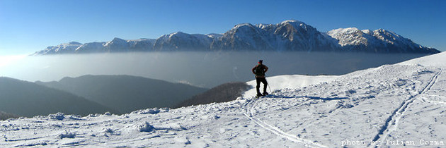Ski touring view to Bucegi mountains