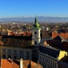 View over Sibiu city to Fagaras mountains