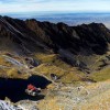 Balea lake and Transfagarasean highway in Fagaras mountains